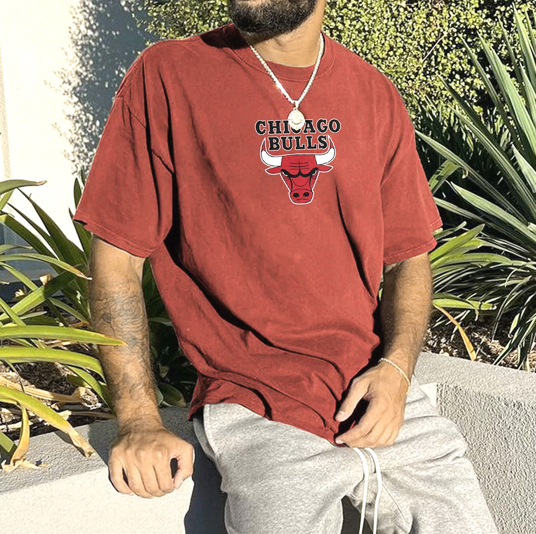 Chicago Bulls Men's Vintage Streetwear Short Sleeve T-shirts