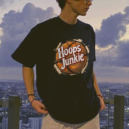 Hoops Junkie Basketball Print Men's Loose Fit T-shirts