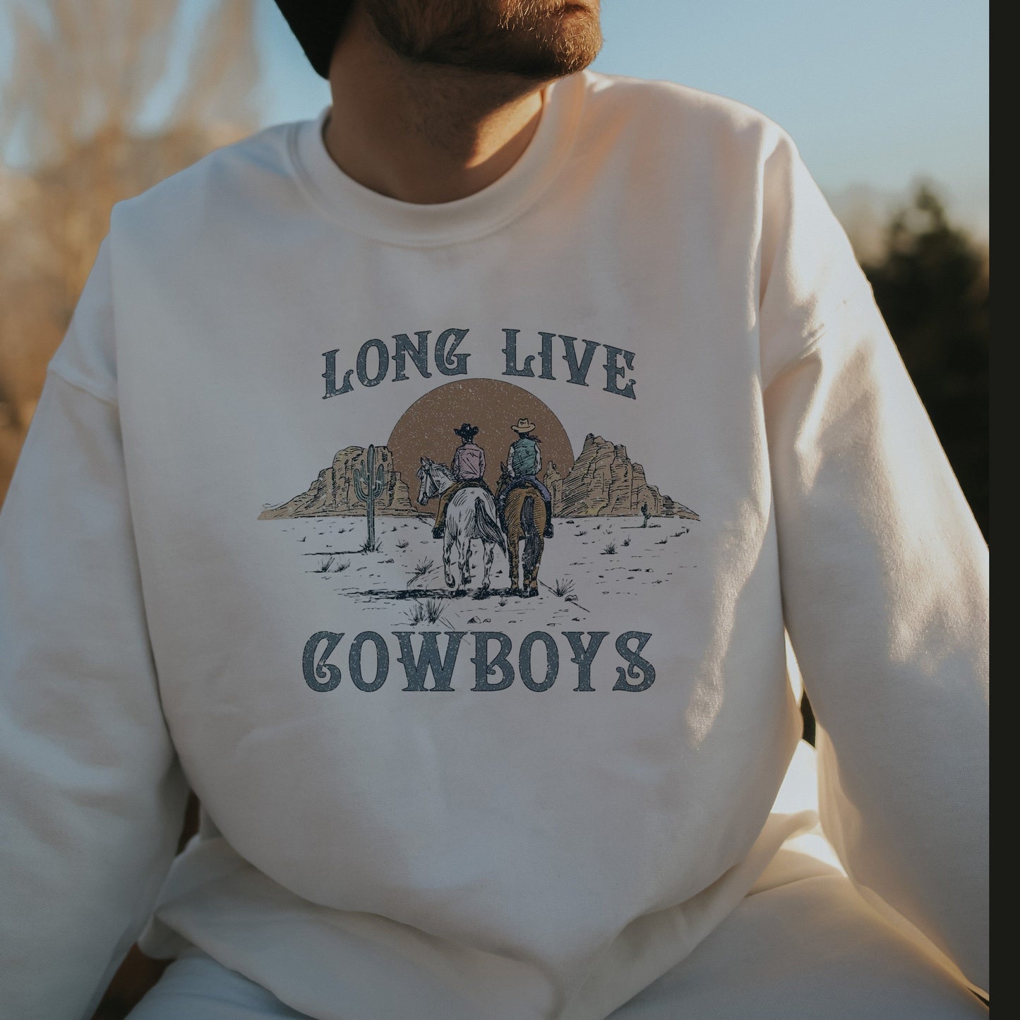 Long Live Cowboys Print Men's Sweatshirt