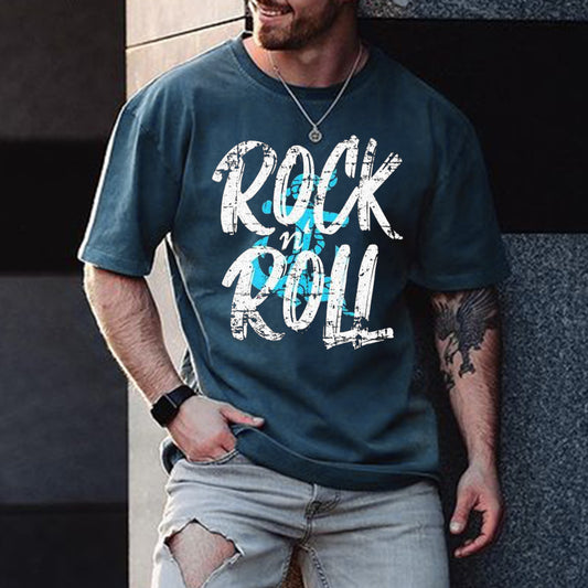 Rock Roll Music Graphic Print Statement Casual Men's T-Shirt