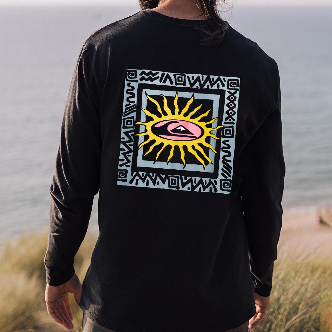 Abstract Patterned Long Sleeve Cotton Tee-B