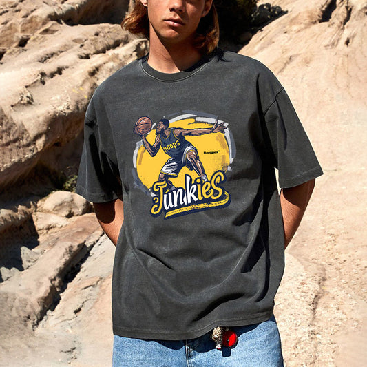 Hoops Junkie Basketball Player Men's Cotton T-Shirts