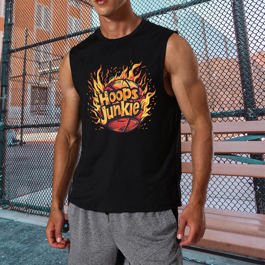 Hoops Junkie Flame Print Men's Tank Top-C
