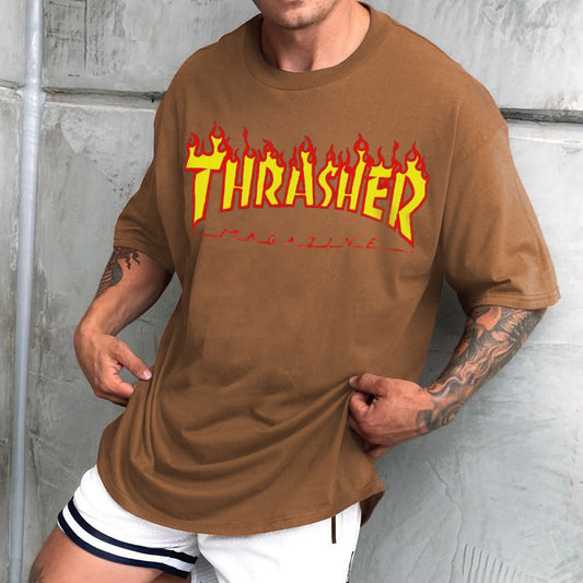 THRASHER Alphabet Graphic Print Loose Casual Men's T-Shirt