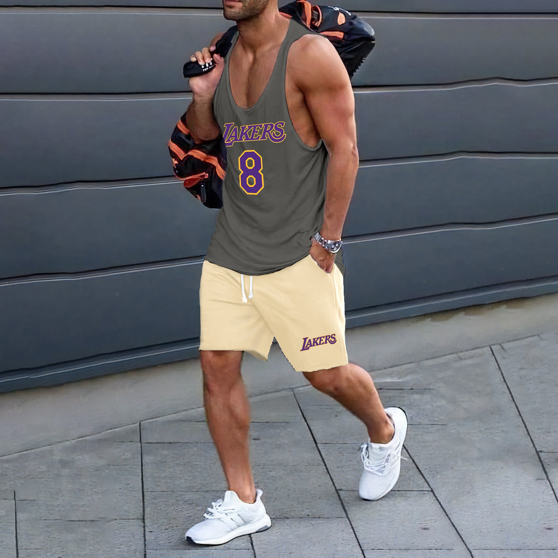 Lakers Men's Streetwear Tank Top Tracksuits-A – Nova Fashion Shop