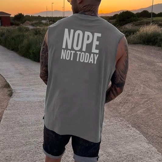 “Nope Not Today” Print Casual Men's Tank Top