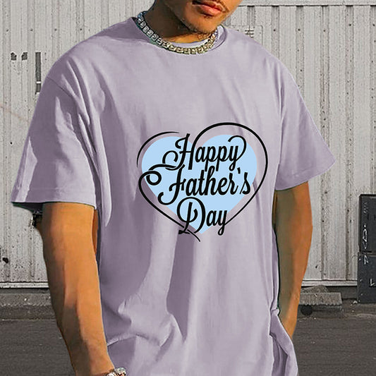Men's Happy Father's Day Print Cotton T-shirt