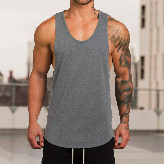 Plain Sports Knit Solid Color Summer V-neck T-Shirt Vest