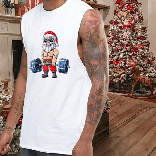 Weightlifting Santa Claus Singlet Men's Tank Top-C