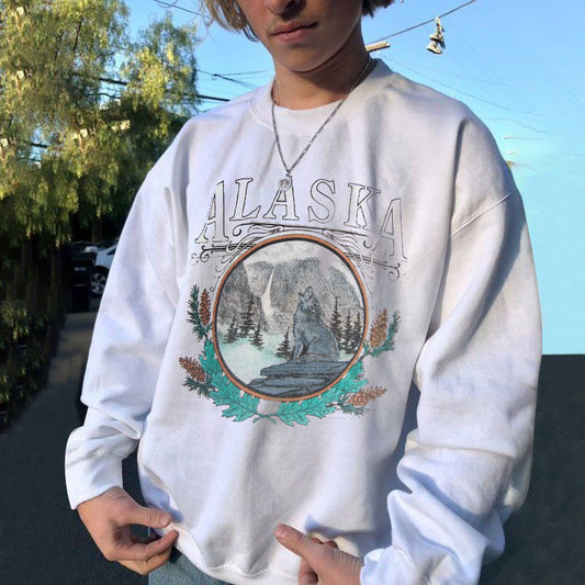 Alaska Graphic Print Men's Crew Neck Sweatshirt