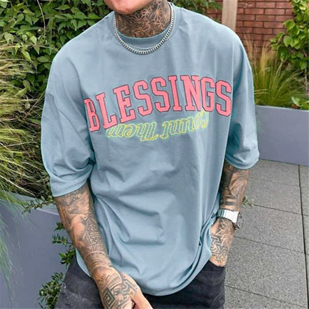 Blessings Letter Print Fashion T-Shirt