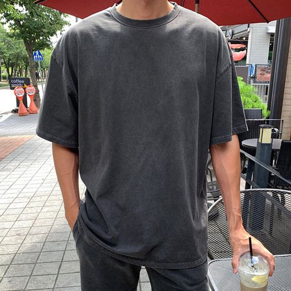 Plain Loose Casual Short Sleeve Men's T-Shirt