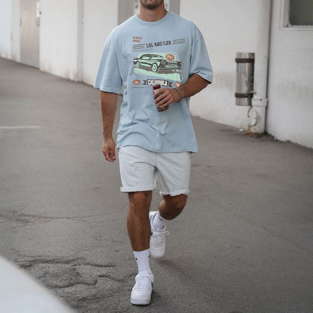 LA Graphic Print Loose Men's T-Shirt