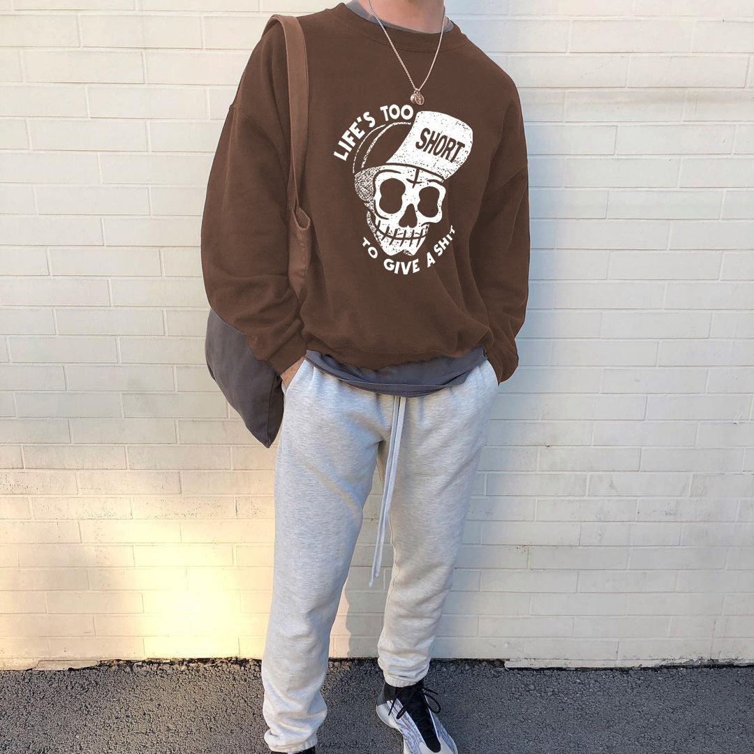Skull Print Coffee Sweatshirt
