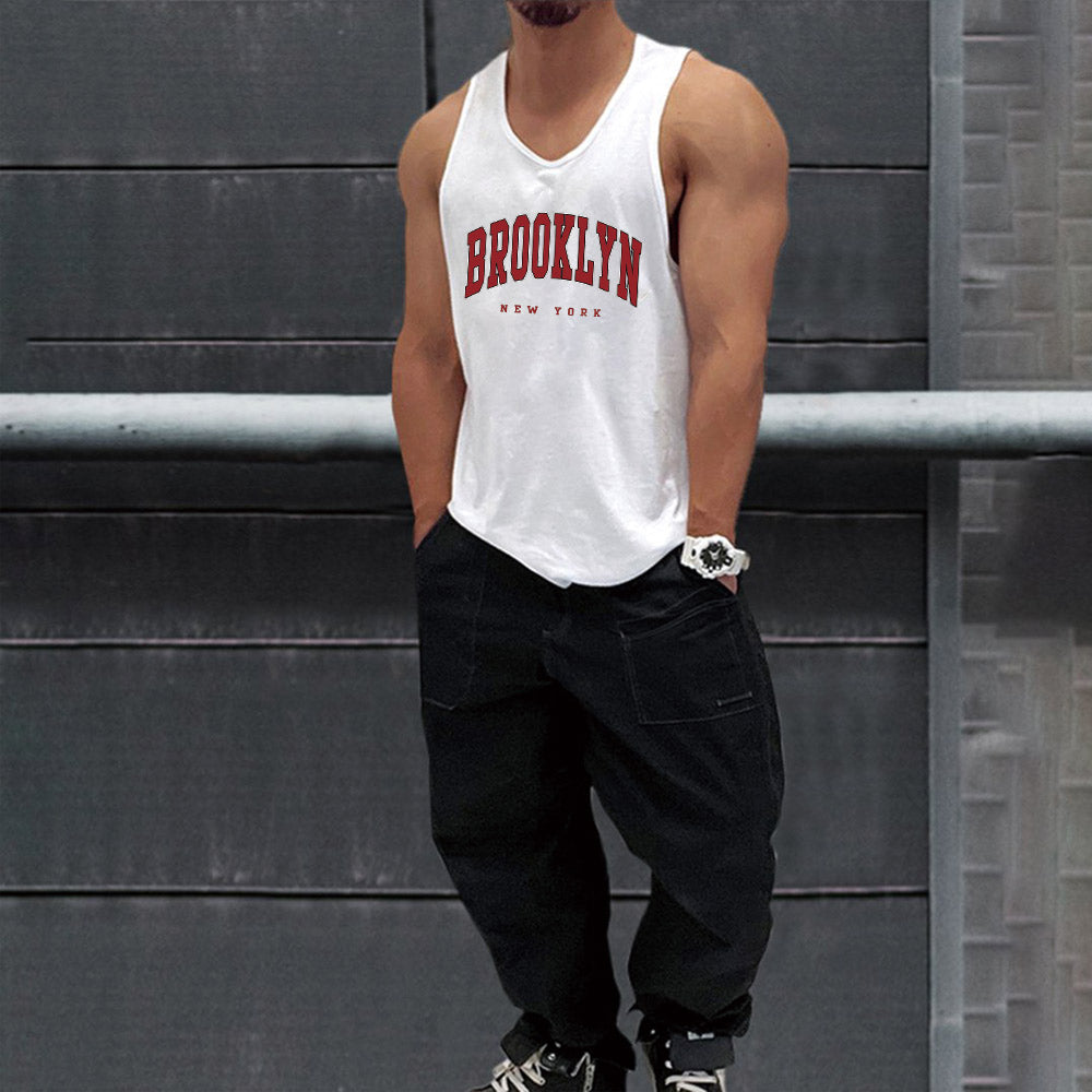 Brooklyn Alphabet Graphic Print Athleisure Men's Tank Top