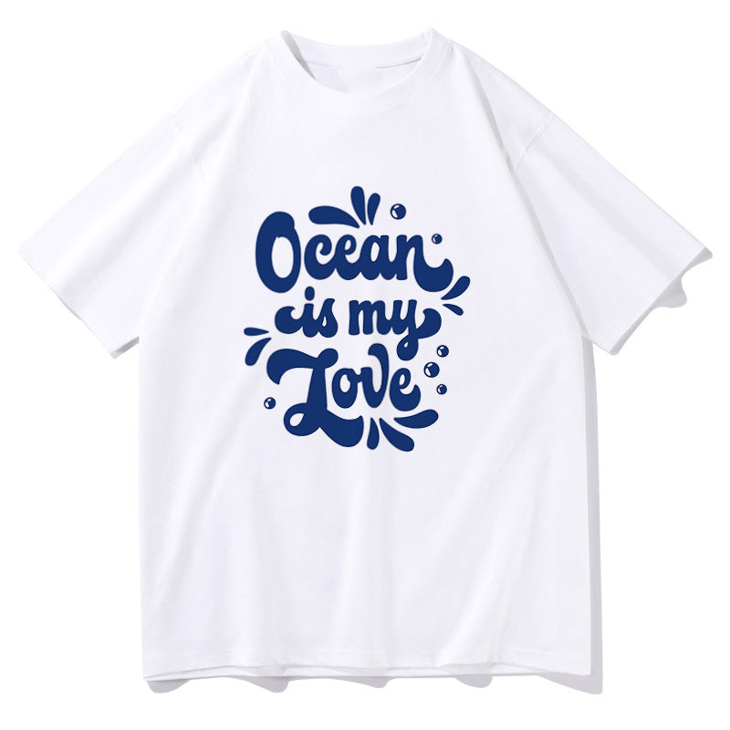 Men's Ocean Lover Print Oversized T-shirt