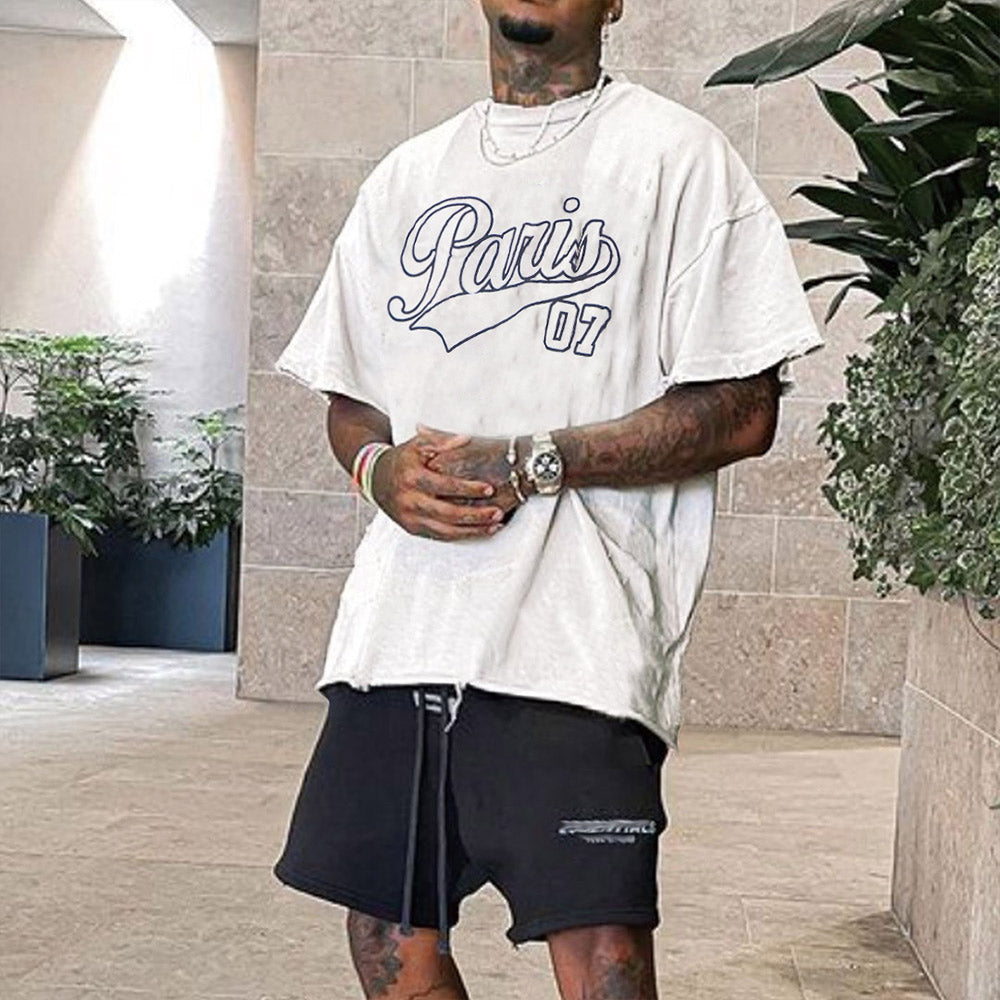 Letter Graphic Print Loose Men's Short Sleeve T-Shirt