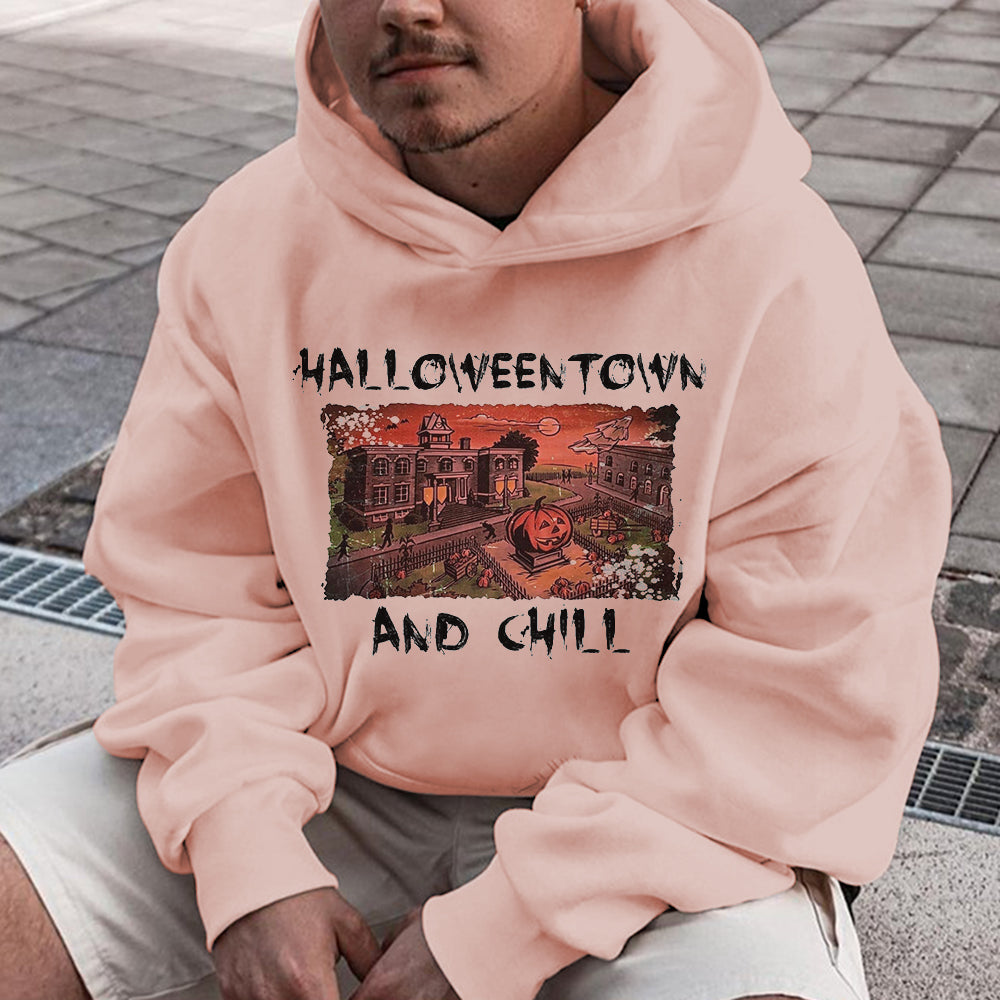 Halloween Alphabet Graphics Casual Men's Hoodie Sweatshirt