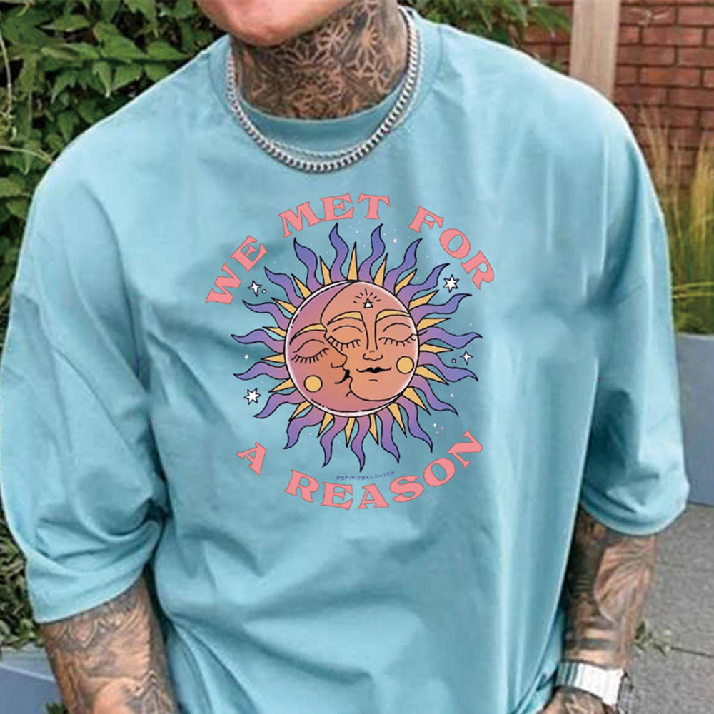 Sun Moon Graphic Print Casual Men's T-Shirt