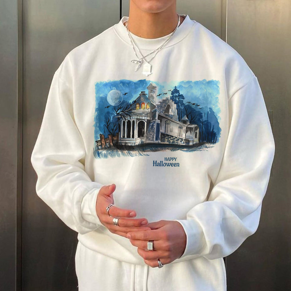 Halloween Graphic Print Casual Men's Crewneck Sweatshirt
