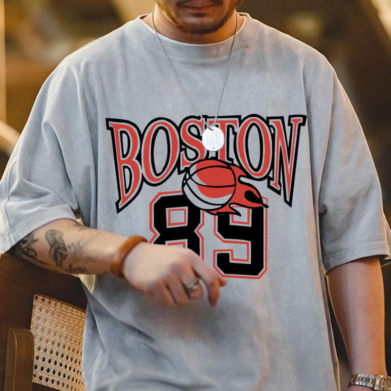 Boston Graphic Print Casual Men's T-Shirt