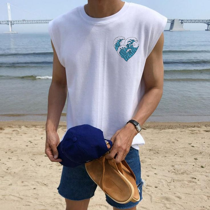 Dog Surfing Graphic Print Men's Tank Top-C