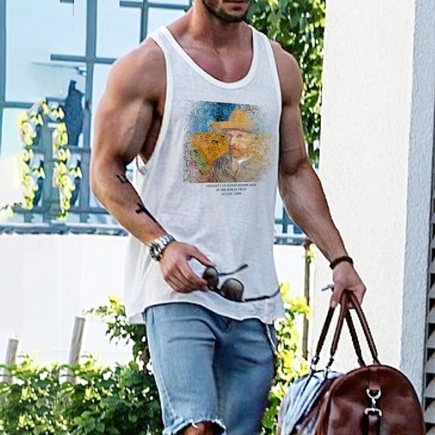 Alphabet Graphic Print Athleisure Loose Men's Tank Top