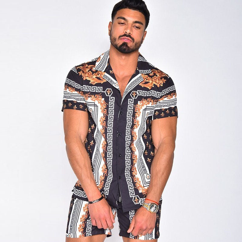 Clearance-Men's Hawaiian Shirt & Shorts Set-2XL,3XL