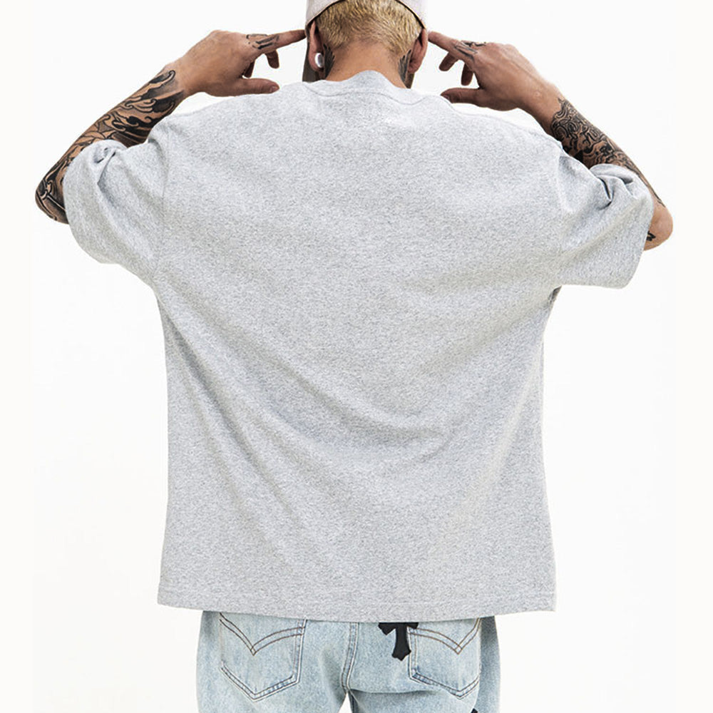 Clearance-Plain Gray Color Men's Cotton Short Sleeve T-shirt