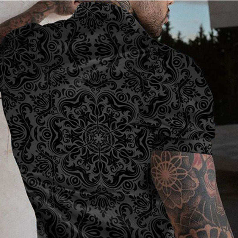 Men Black Paisley Print Button Front Two Piece Set