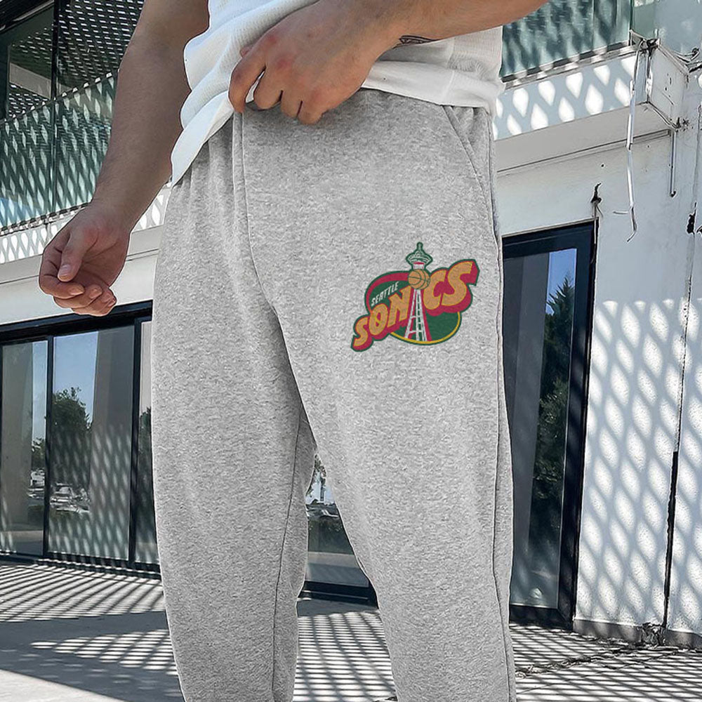 Sonics Men's Sports Casual Elastic Waistband Fleece Sweatpants