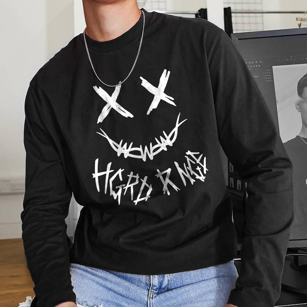 Men's Fashion Round Neck Long Sleeve T-Shirts-B