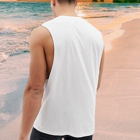 Vacationing Santa Claus Print Men's Singlet