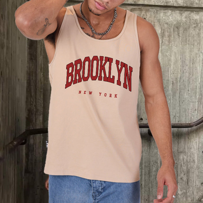 Brooklyn Alphabet Graphic Print Athleisure Men's Tank Top