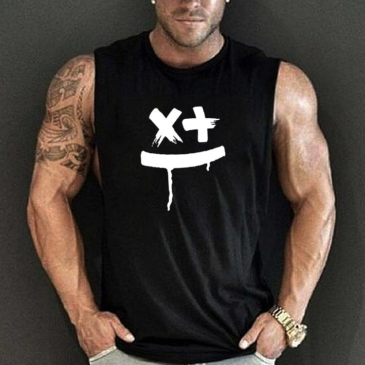 Trendy Personality Smiley Print Sleeveless Casual Vest