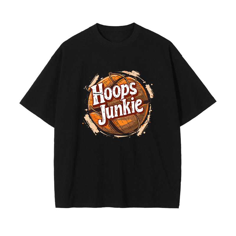 Hoops Junkie Basketball Print Men's Loose Fit T-shirts