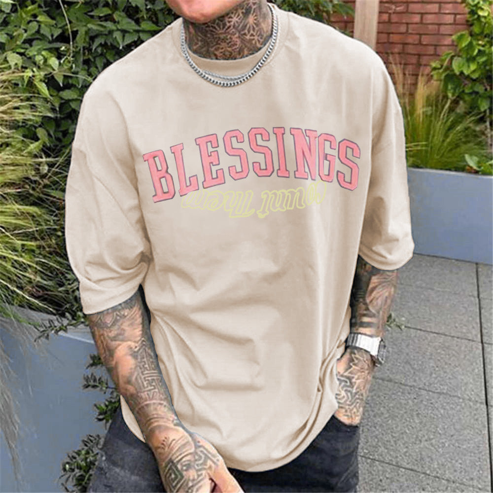 Blessings Letter Print Fashion T-Shirt