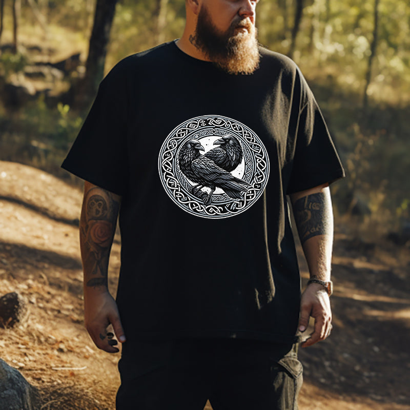 Odin's Ravens Viking Illustration Print Men's T-shirt