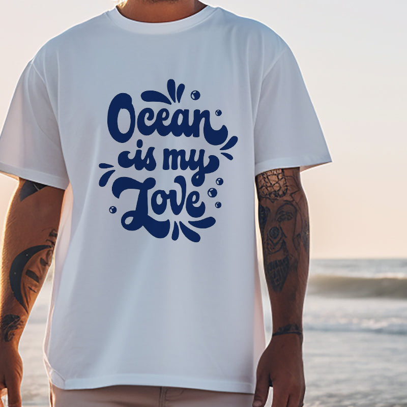 Men's Ocean Lover Print Oversized T-shirt