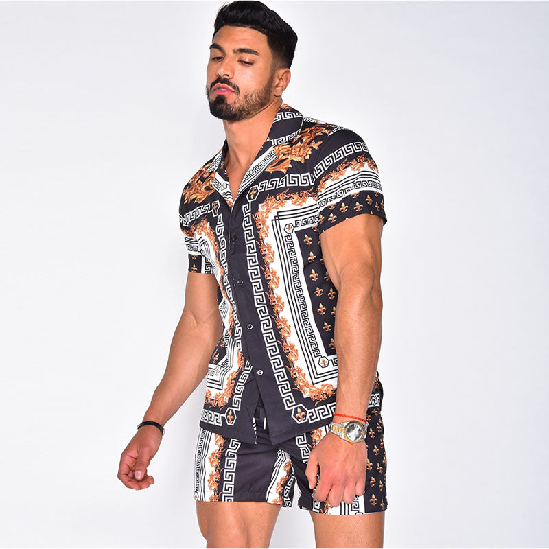 Clearance-Men's Hawaiian Shirt & Shorts Set-2XL,3XL