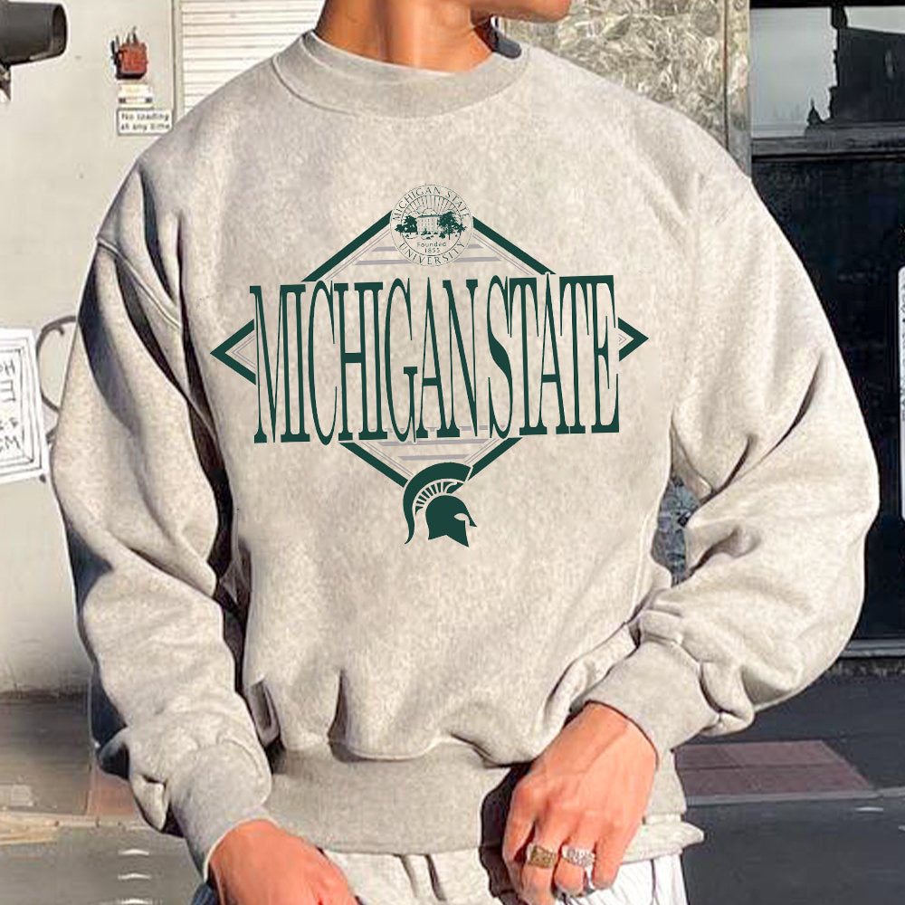 Alphabet Graphic Print Sports Men's Crew Neck Sweatshirt