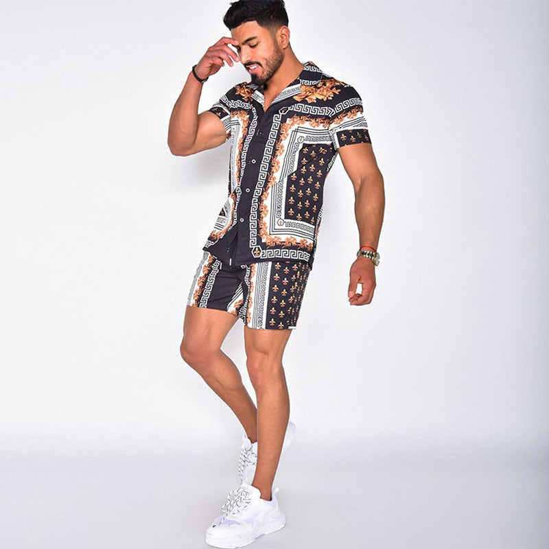 Clearance-Men's Hawaiian Shirt & Shorts Set-2XL,3XL