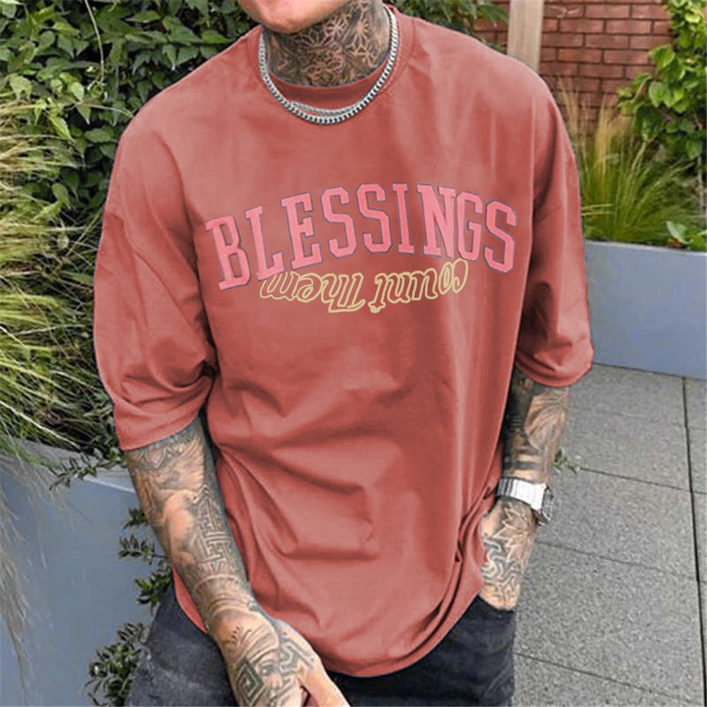 Blessings Letter Print Fashion T-Shirt