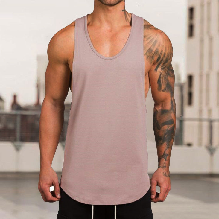 Plain Sports Knit Solid Color Summer V-neck T-Shirt Vest
