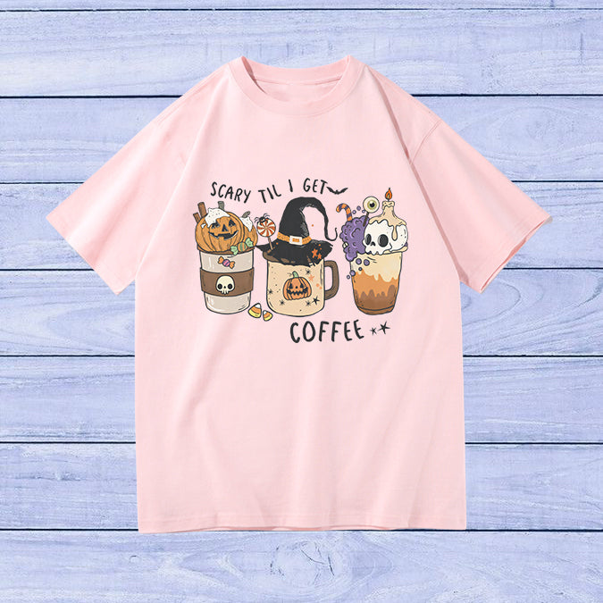 Halloween Pumkim and Skull Coffee Women's T-shirt