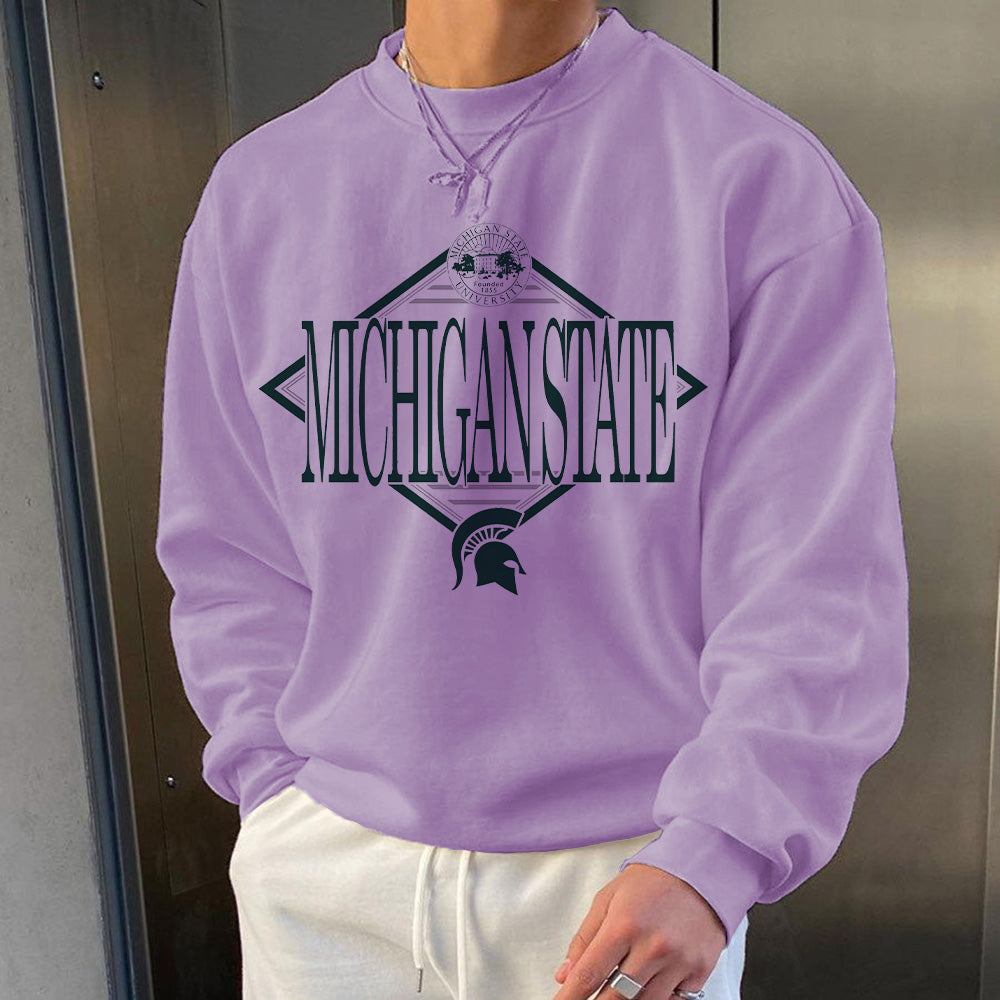 Alphabet Graphic Print Sports Men's Crew Neck Sweatshirt