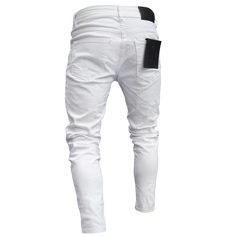 Wool Ripped Patch Denim Pants