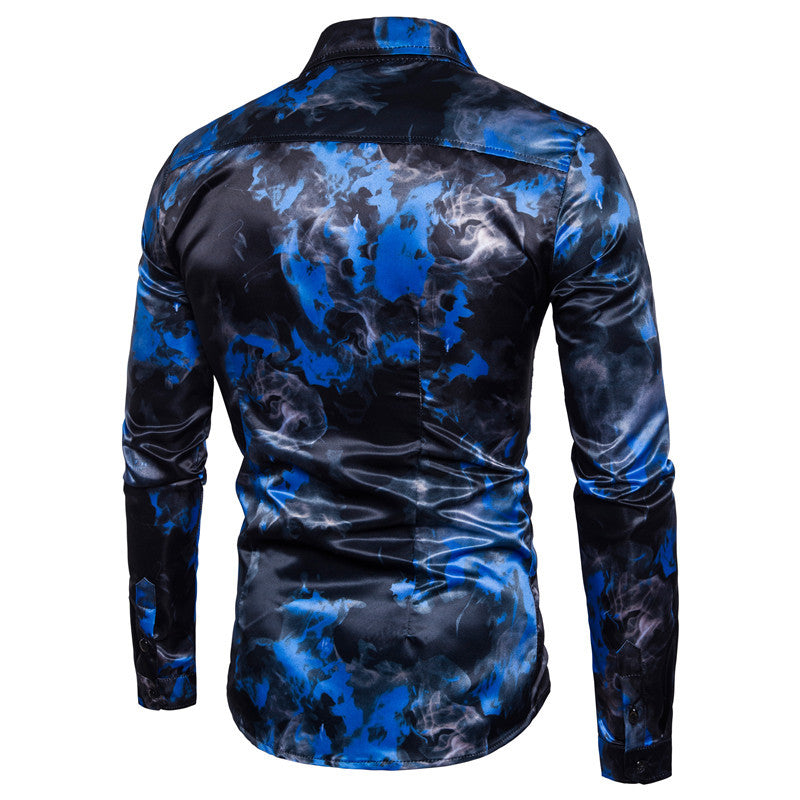 Long-sleeved Shirt With Lapel Print