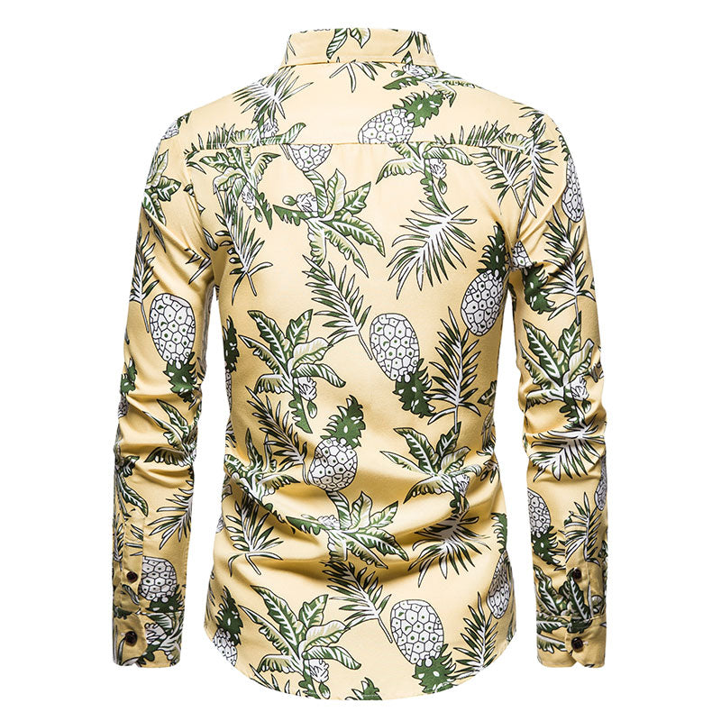 Long-sleeved Shirt With Lapel Print