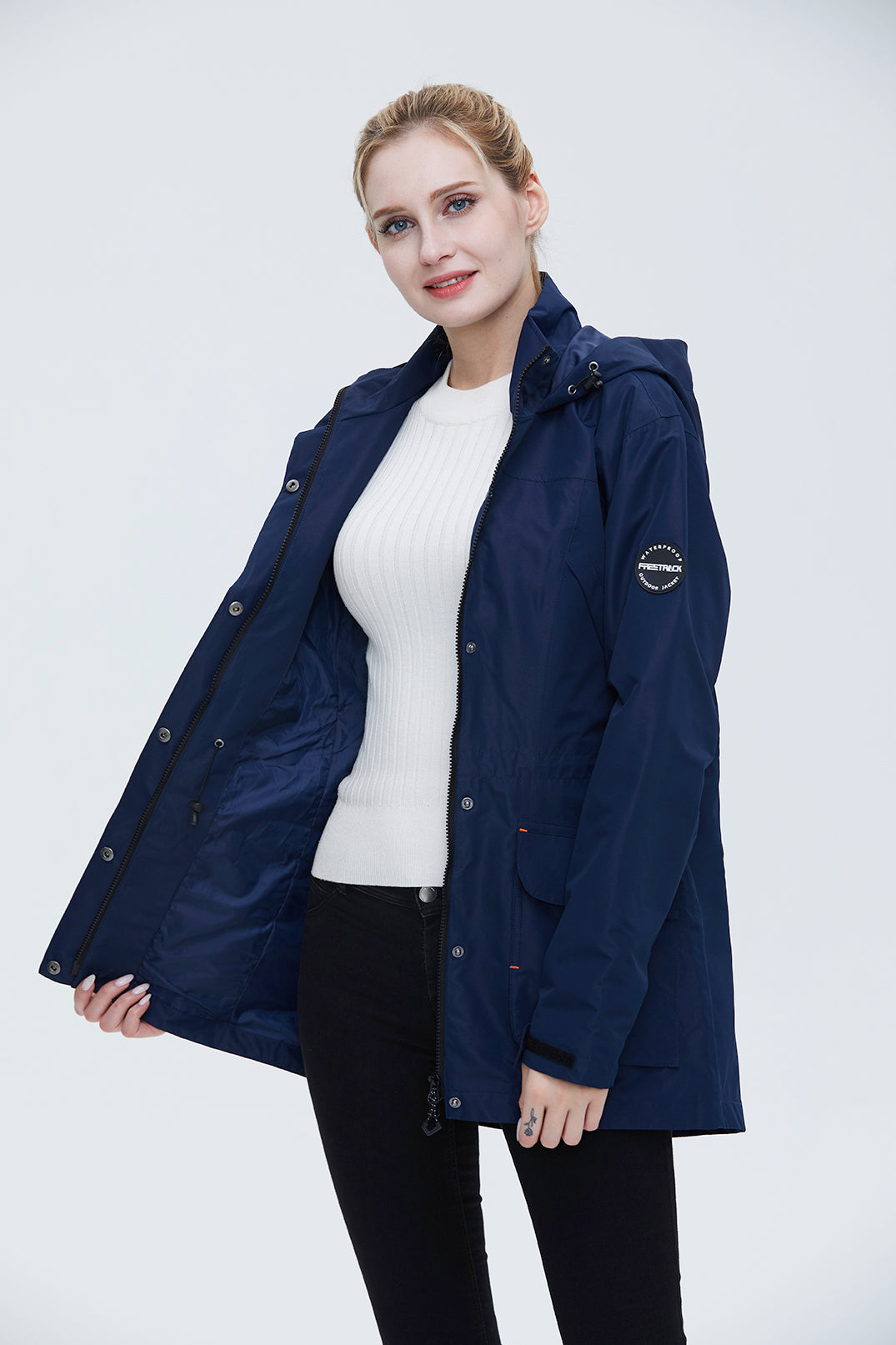 Freetrack Women's Waterproof Cycling Rain Hooded Jacket Running/Hiking/Golf Windbreaker Jacket